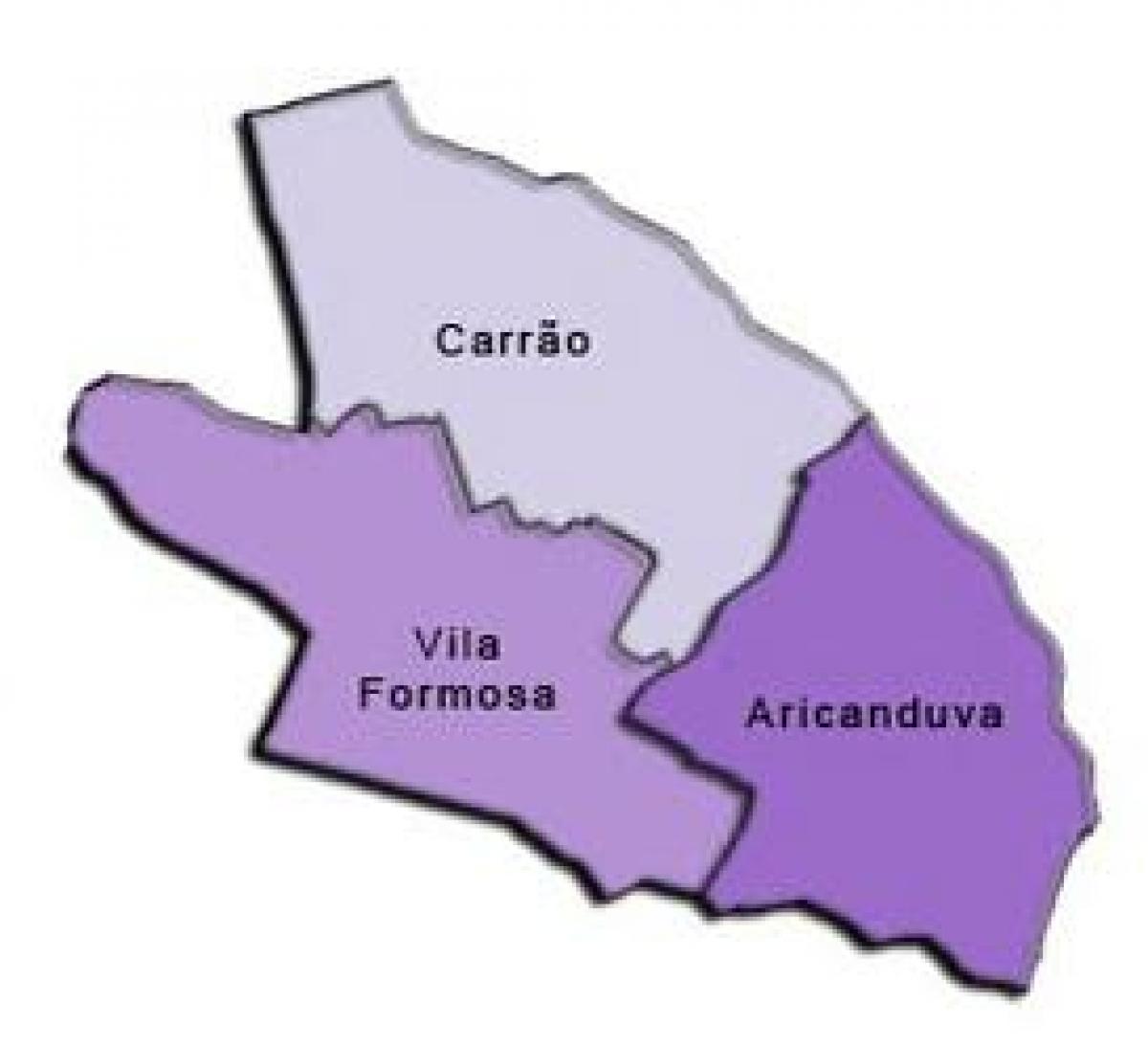 מפה של Aricanduva-Vila פורמוזה תת-פריפקטורה