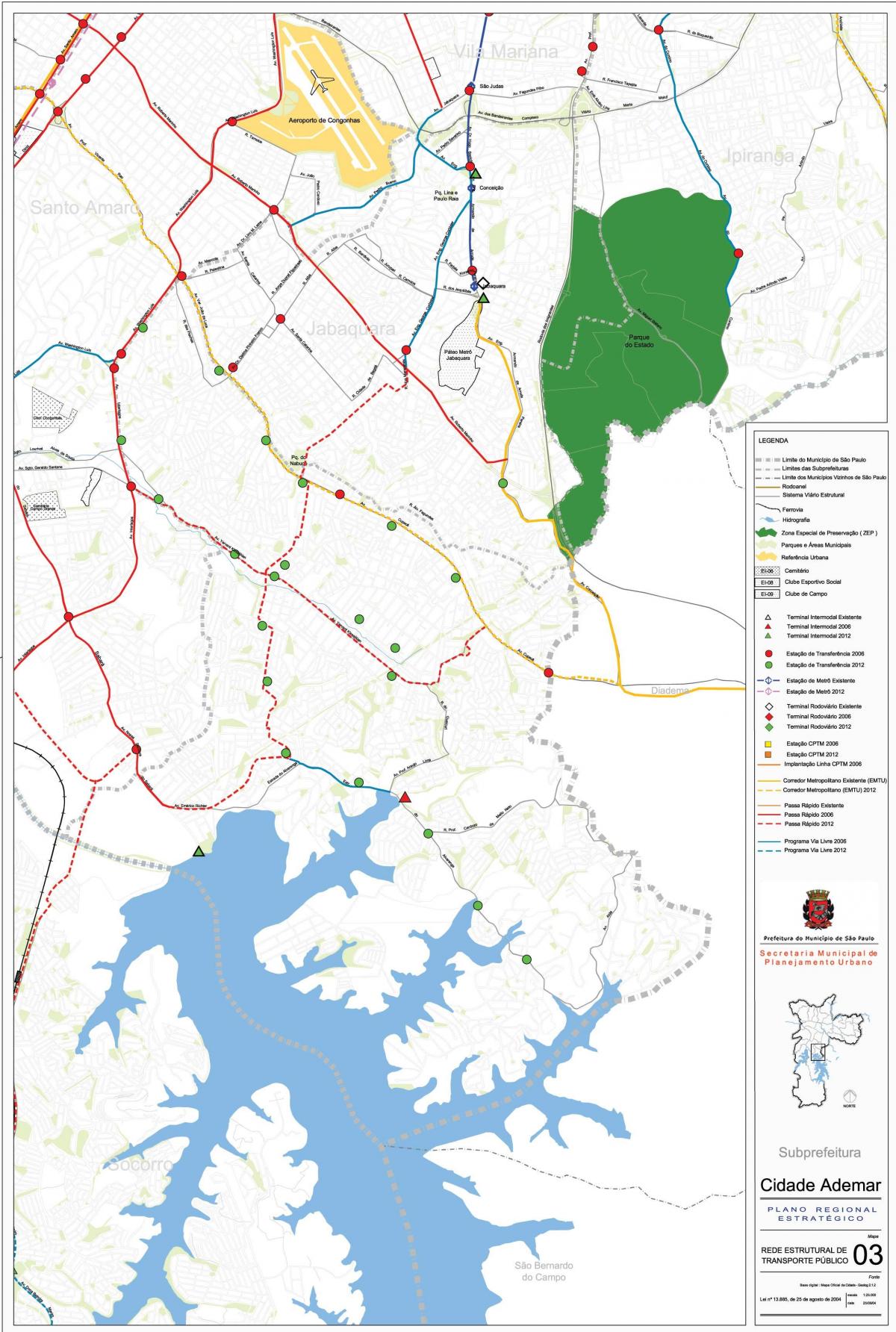 מפה של Cidade Ademar סאו פאולו - תחבורה ציבורית