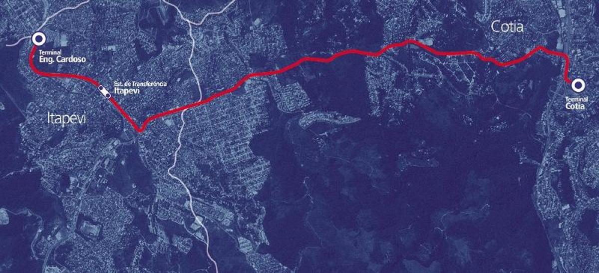 מפה של corredor BRT metropolitano Itapevi-Cotia