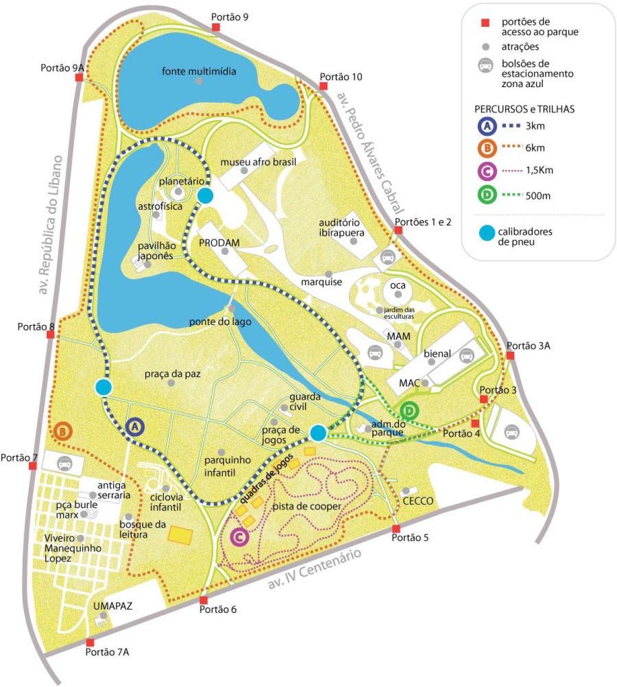 מפה של פארק Ibirapuera