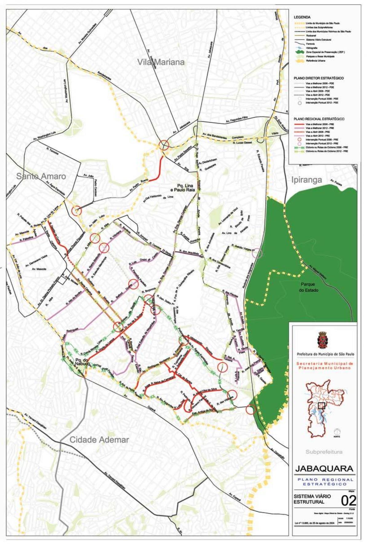 מפה של Jabaquara סאו פאולו - כבישים