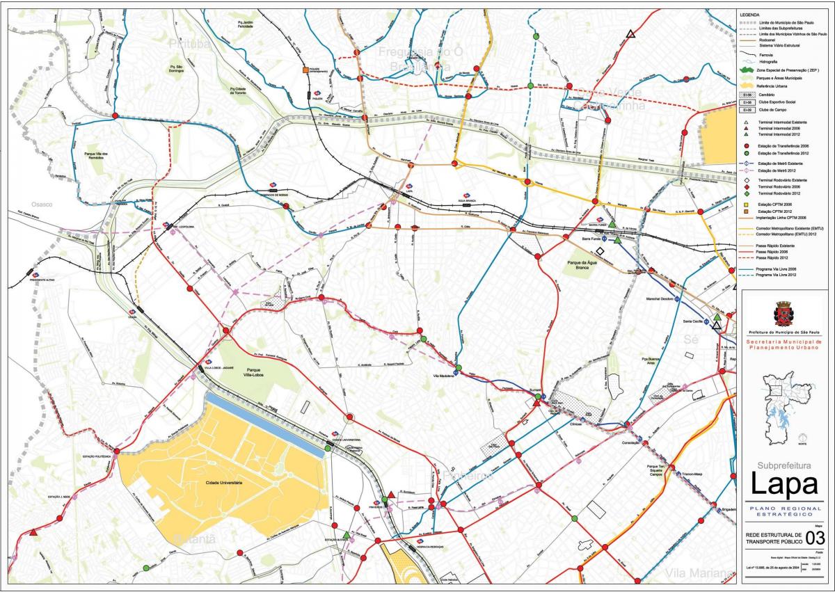 מפה של Lapa סאו פאולו - תחבורה ציבורית