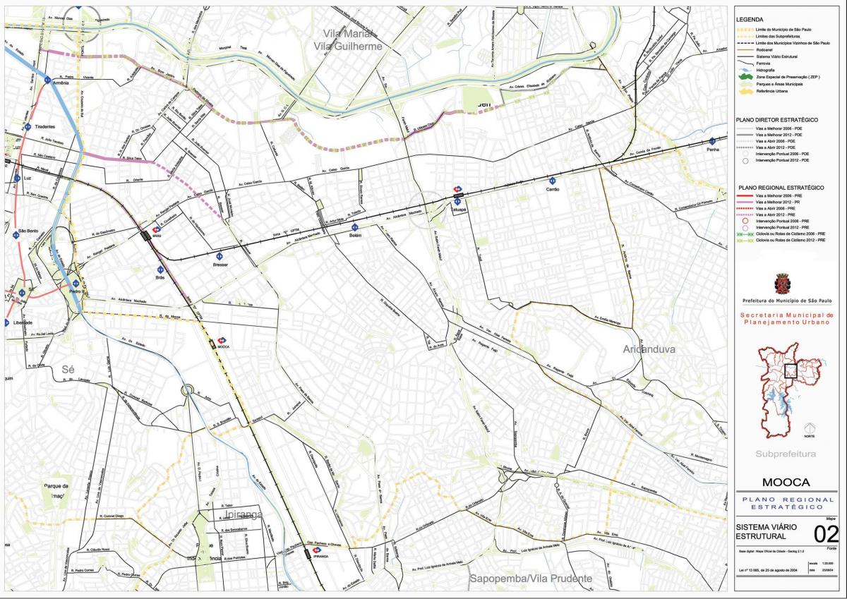 מפה של Mooca סאו פאולו - כבישים