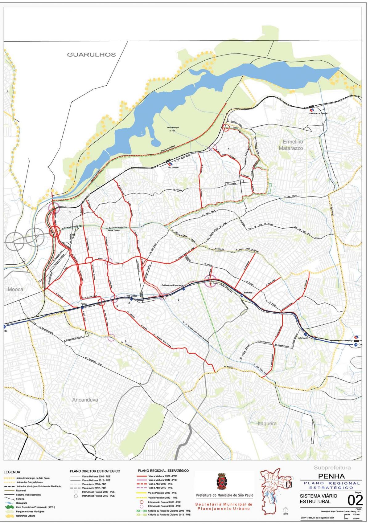 מפה של Penha סאו פאולו - כבישים