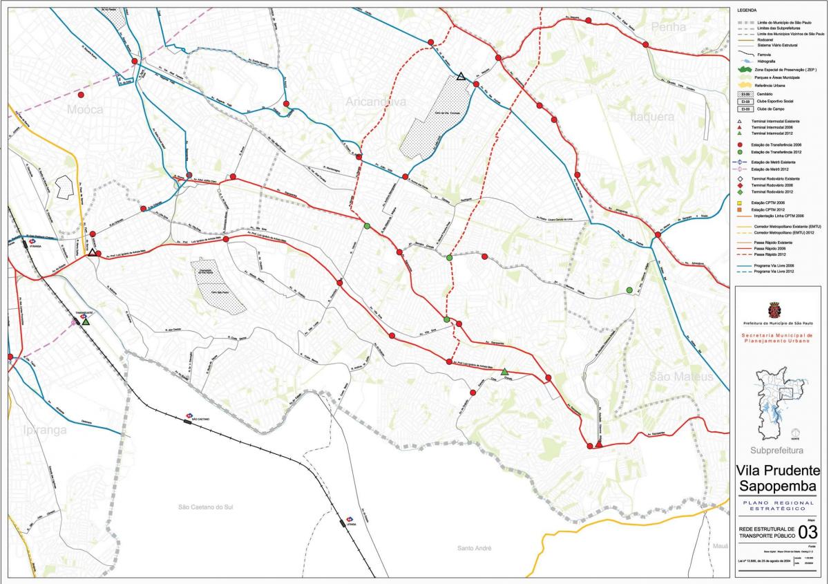 מפה של Sapopembra סאו פאולו - תחבורה ציבורית