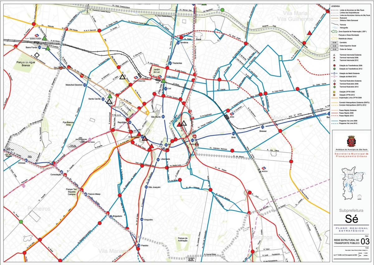 מפה של Sé סאו פאולו - תחבורה ציבורית
