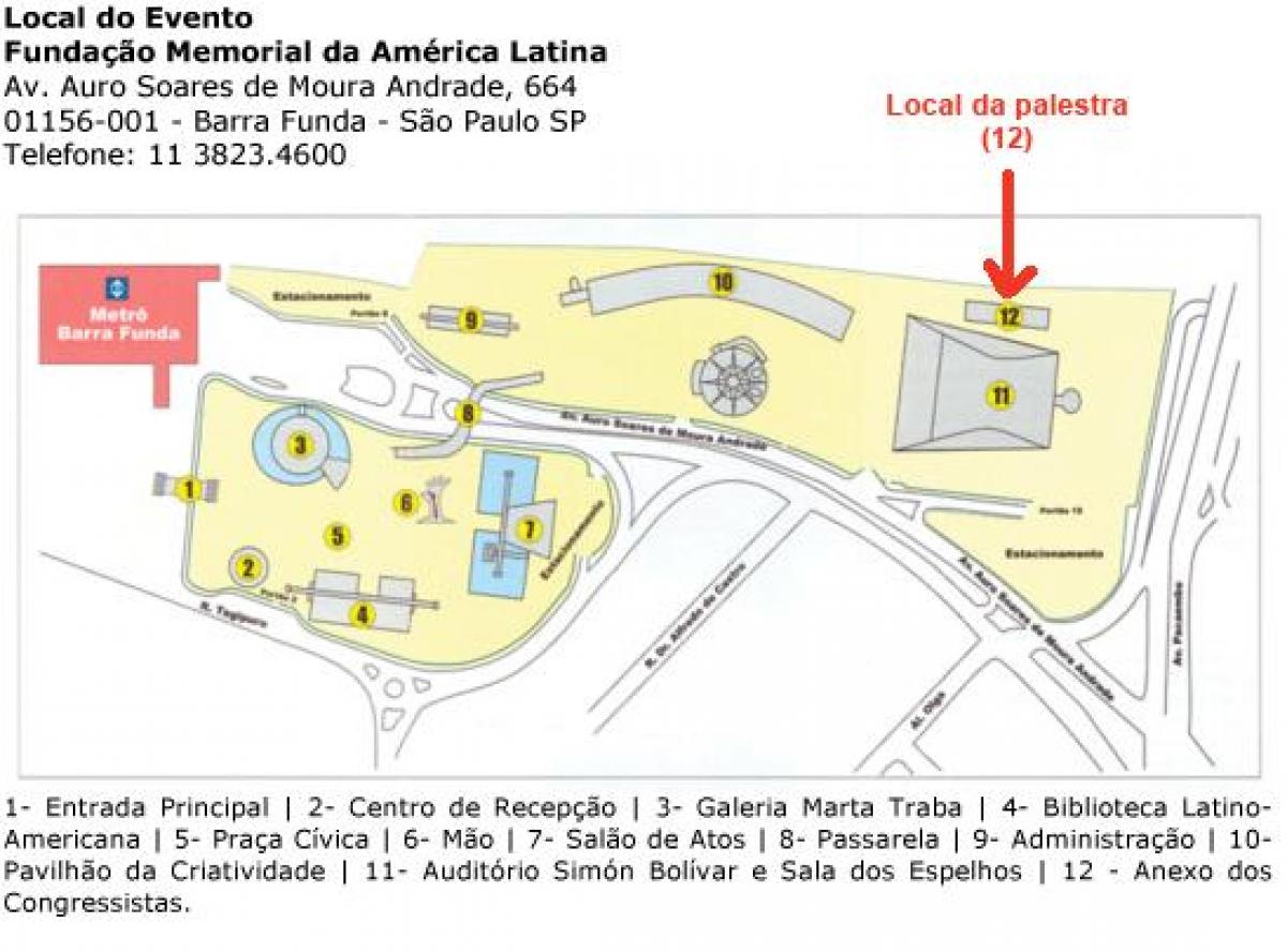 מפה של אמריקה הלטינית הזיכרון סאו פאולו