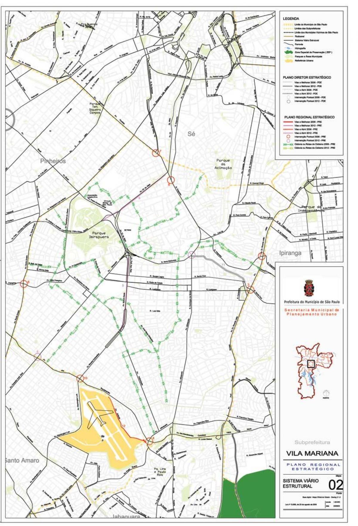 מפה של וילה מריאנה סאו פאולו - כבישים