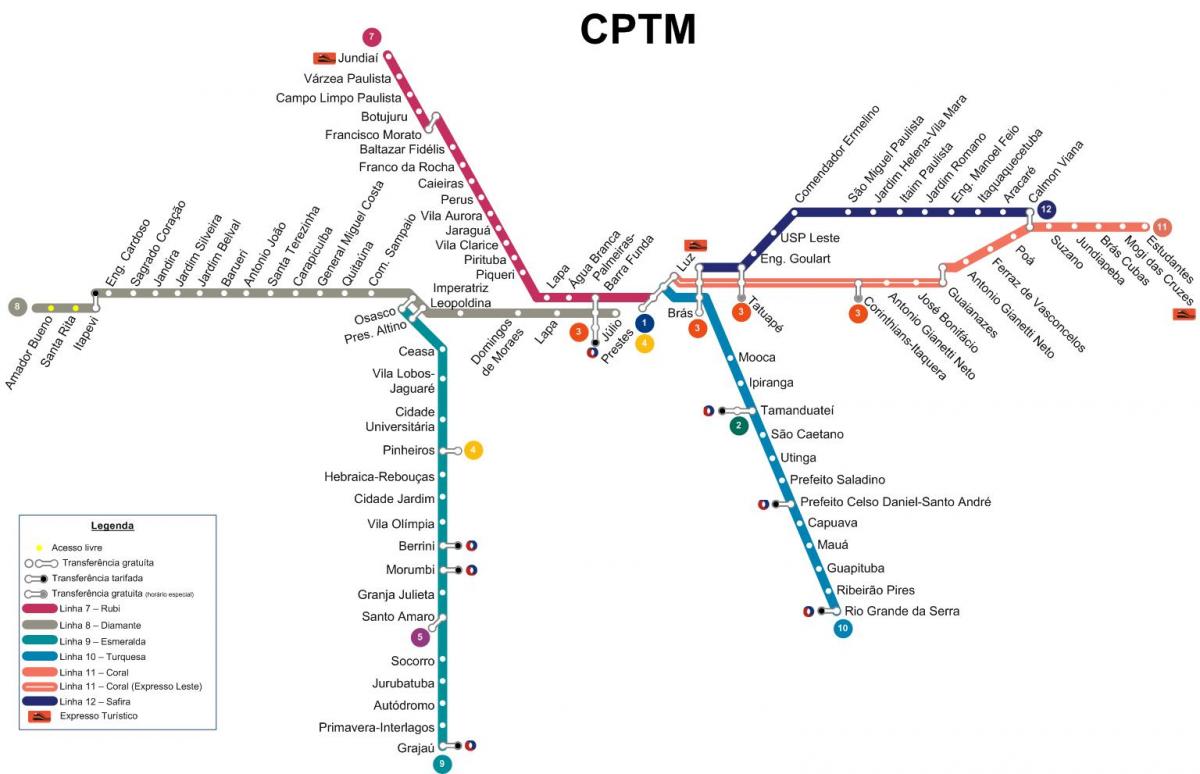 מפה של סאו פאולו CPTM