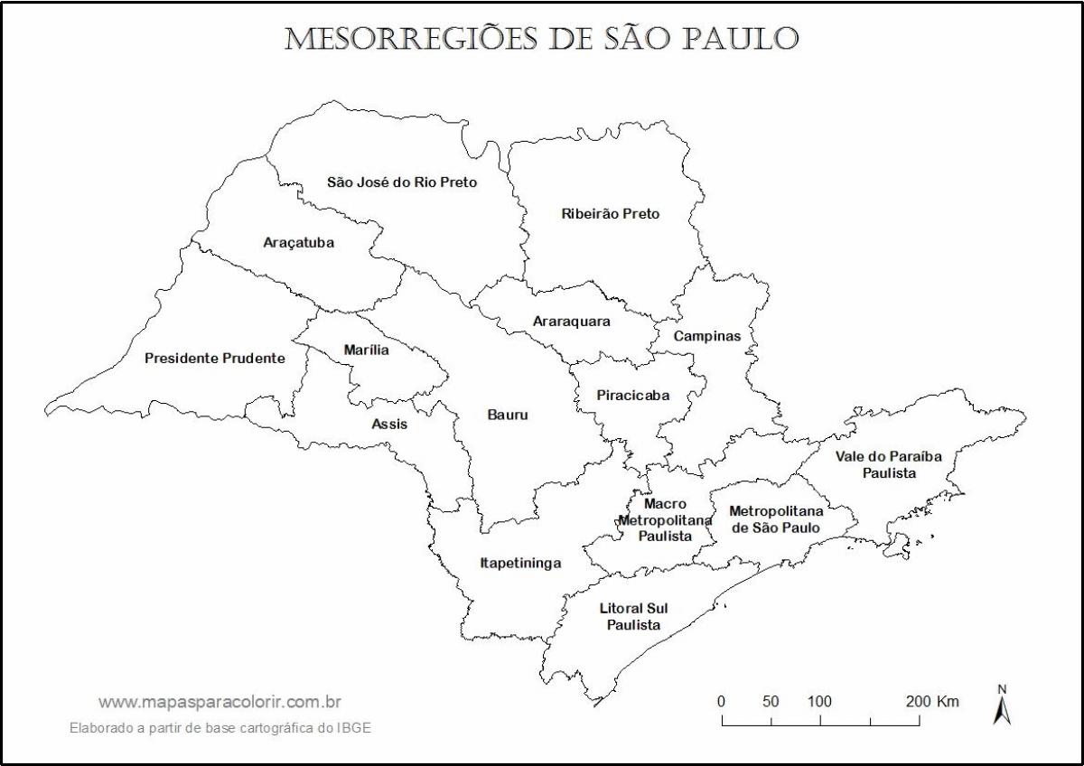 מפה של סאו פאולו בתולה - אזורים שמות