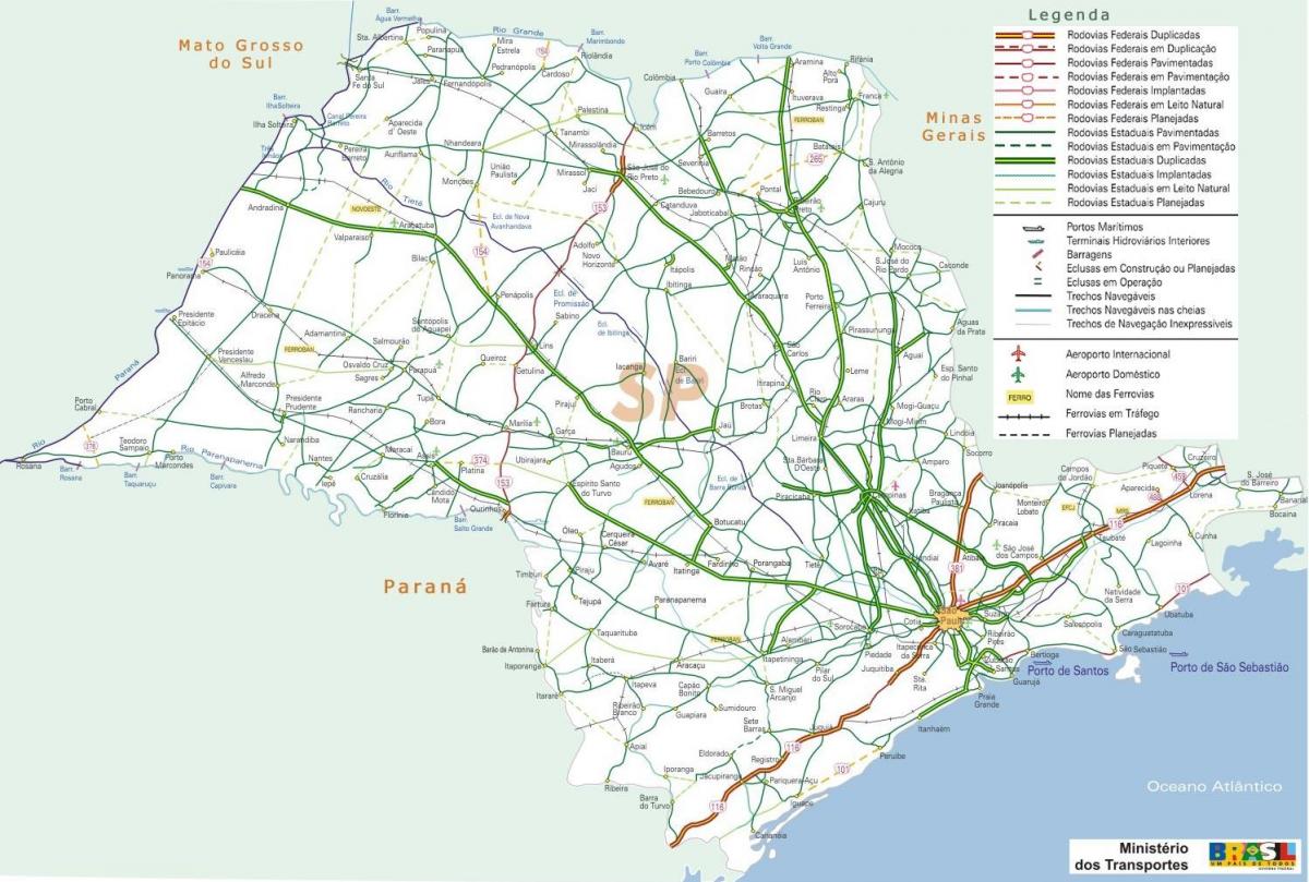מפה של סאו פאולו כבישים
