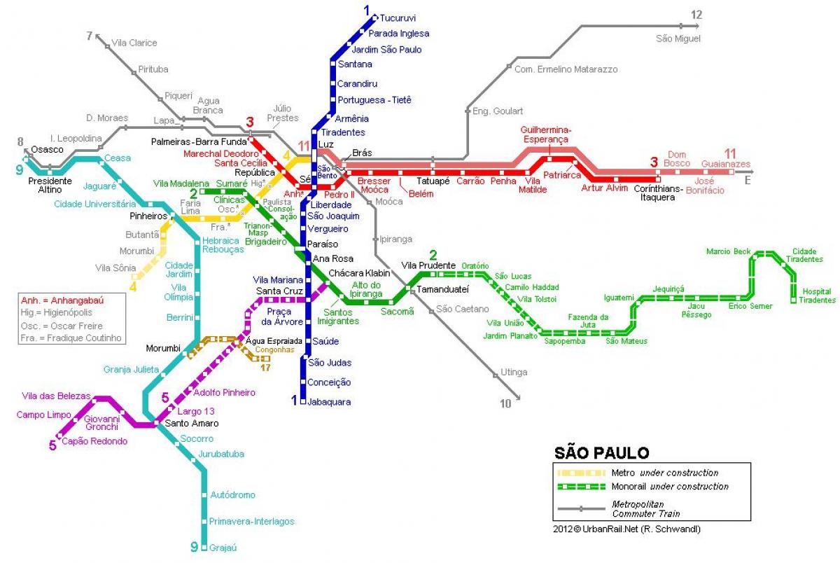 מפה של סאו פאולו מסילה