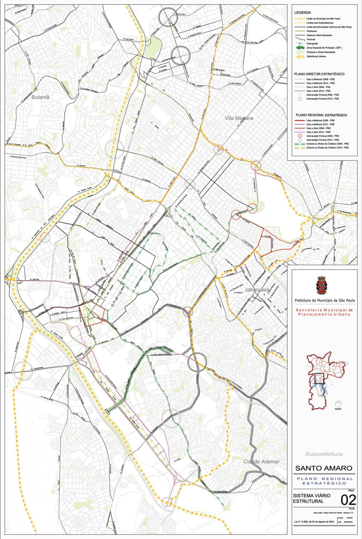 מפה של סנטו אמארו סאו פאולו - כבישים