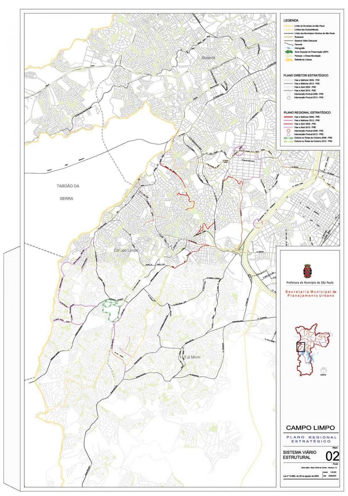 מפה של קאמפו Limpo סאו פאולו - כבישים