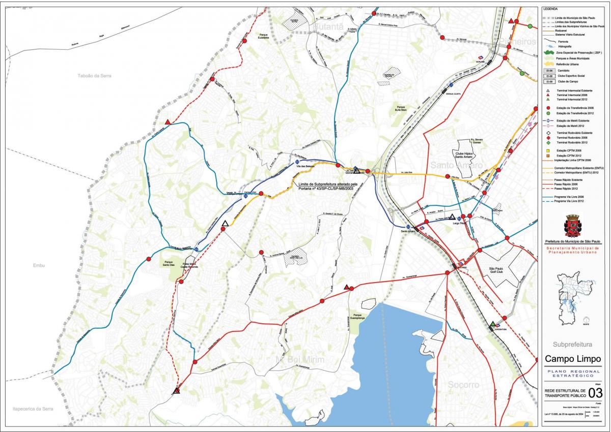 מפה של קאמפו Limpo סאו פאולו - תחבורה ציבורית