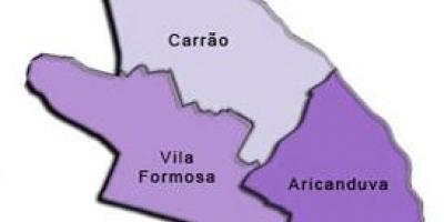 מפה של Aricanduva-Vila פורמוזה תת-פריפקטורה