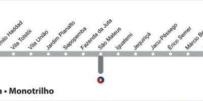 מפה של סאו פאולו מטרו - קו 15 - כסף