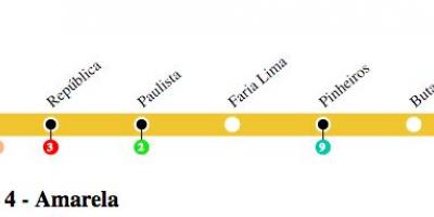 מפה של סאו פאולו מטרו קו 4 - צהוב