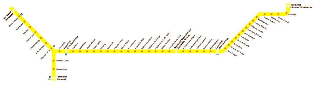 מפה של הטרמינל Sacomã האספרסו Tiradentes