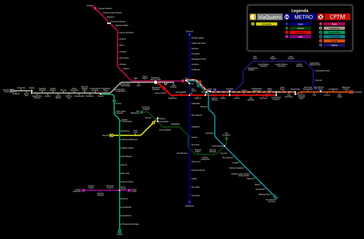 מפה של סאו פאולו CPTM מטרו