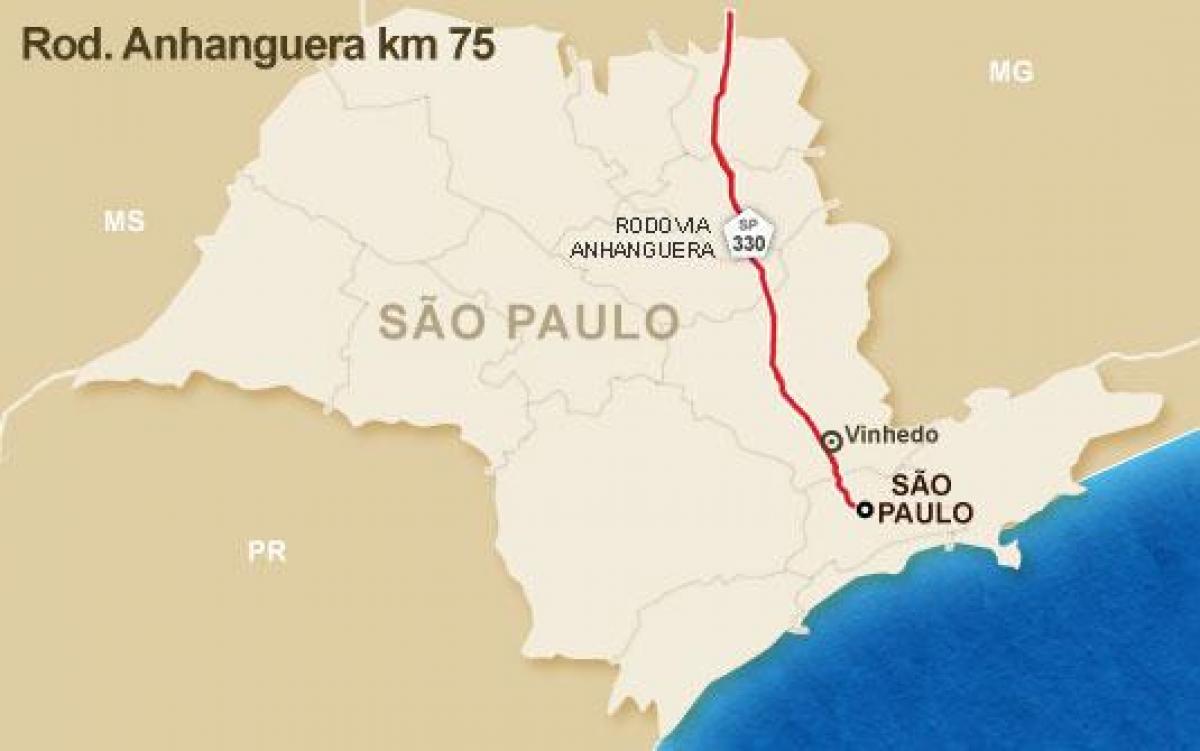 מפה של Anhanguera כביש - SP 330