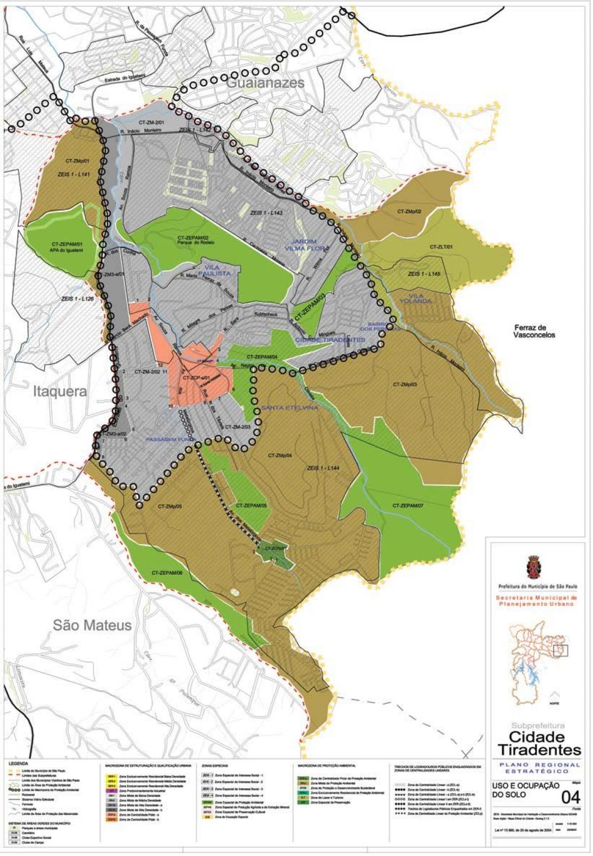 מפה של Cidade Tiradentes סאו פאולו - כיבוש האדמה