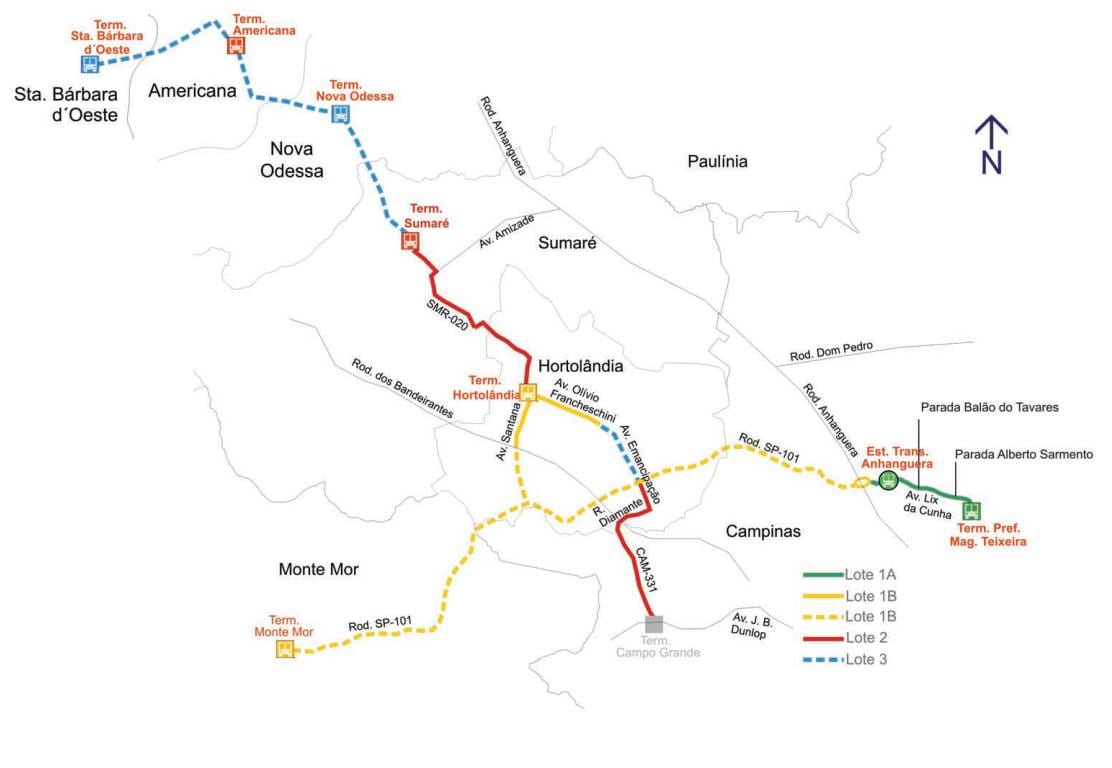 מפה של corredor metropolitano Noroeste