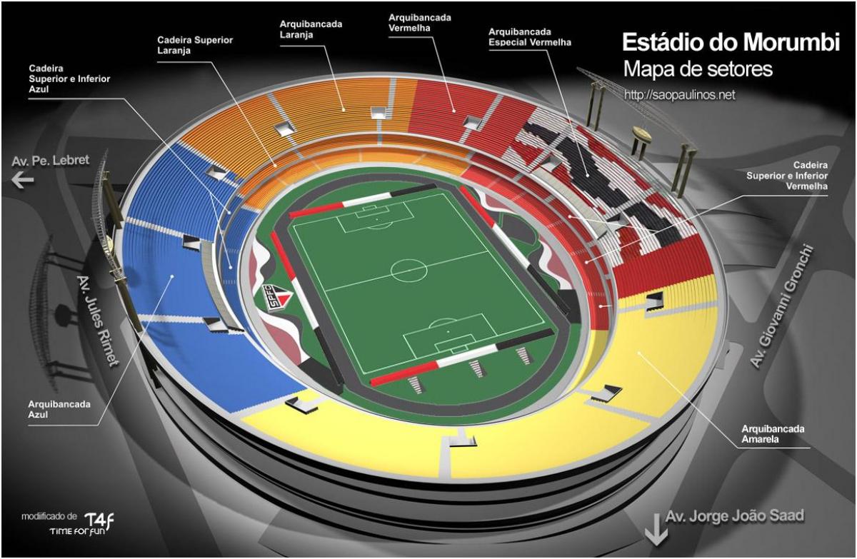 מפה של Cícero-Pompeu-דה-טולדו סאו פאולו האצטדיון