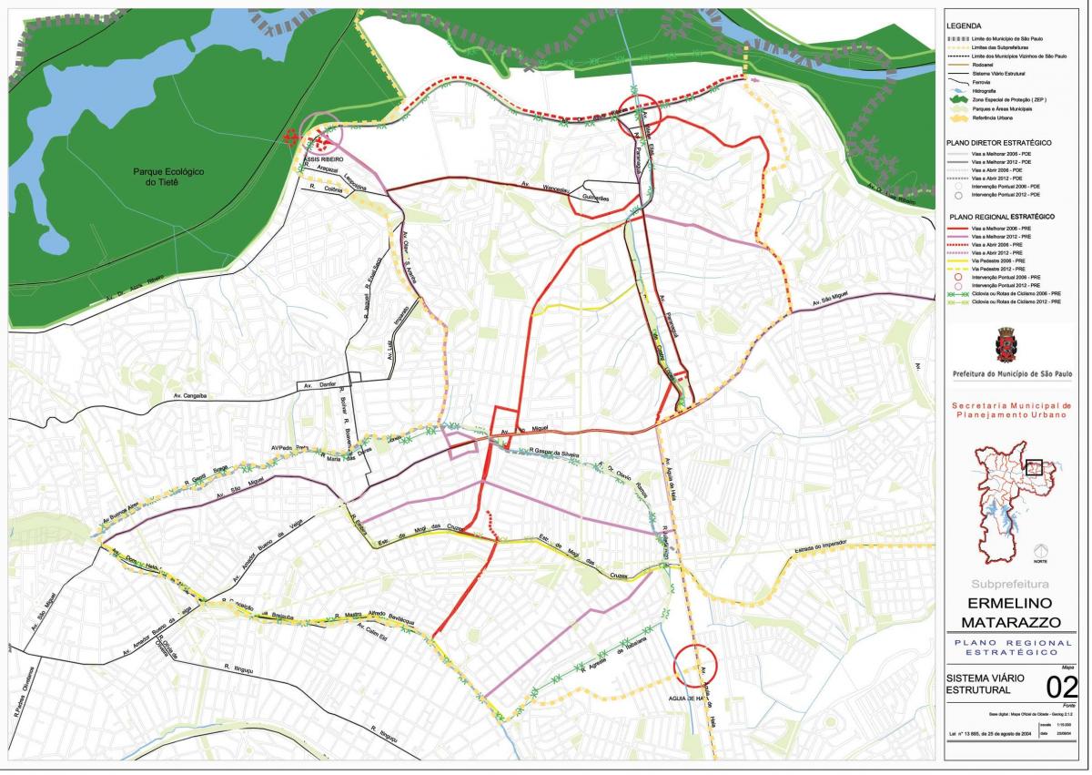 מפה של Ermelino Matarazzo סאו פאולו - כבישים