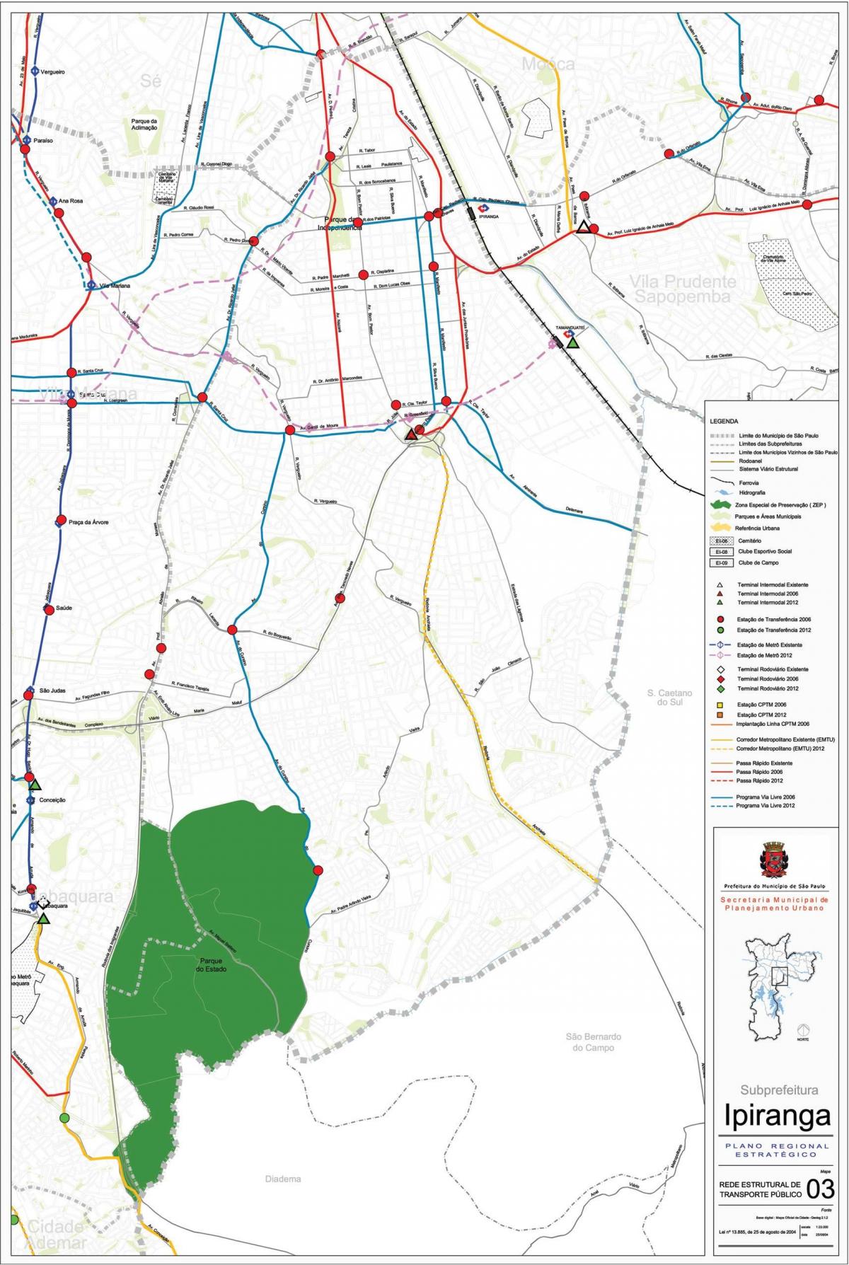 מפה של Ipiranga סאו פאולו - תחבורה ציבורית