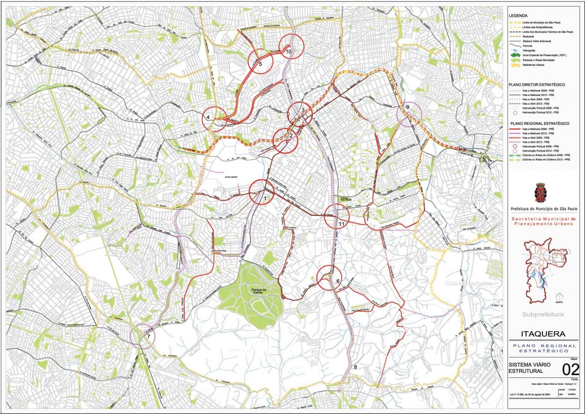 מפה של Itaquera סאו פאולו - כבישים