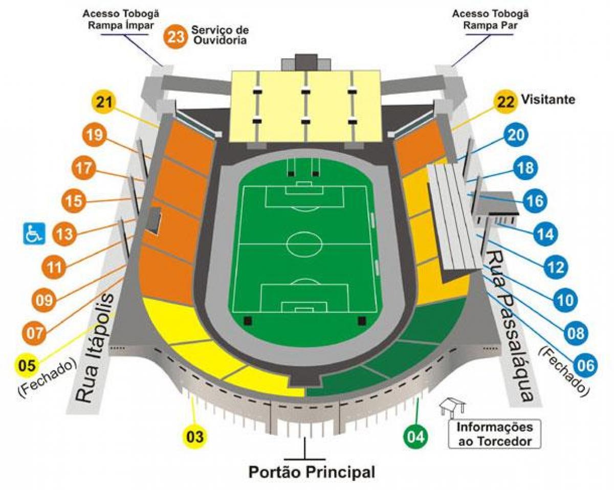 מפה של Pacaembu סאו פאולו האצטדיון