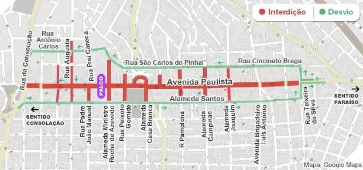 מפה של Paulista avenue סאו פאולו