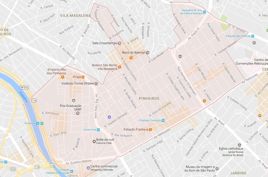 מפה של Pinheiros סאו פאולו