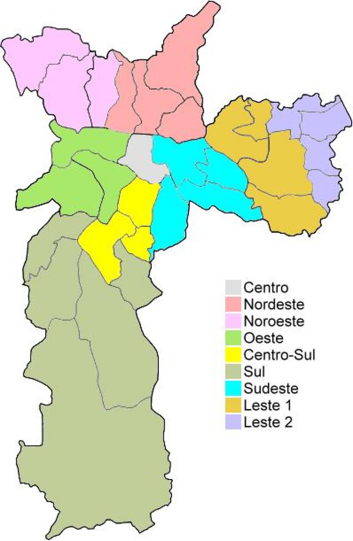 מפה של אזורים מנהליים בסאו פאולו