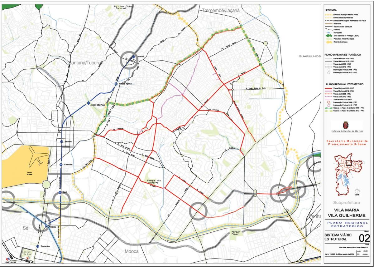 מפה של וילה מריה סאו פאולו - כבישים