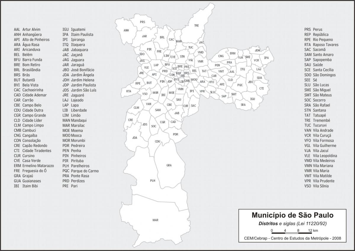 מפה של מחוזות סאו פאולו