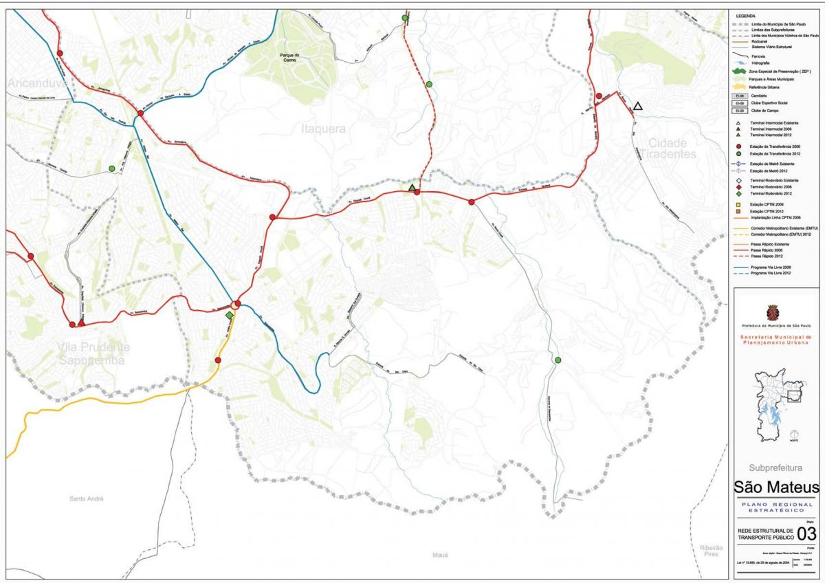 מפה של סאו מתיאוס סאו פאולו - תחבורה ציבורית