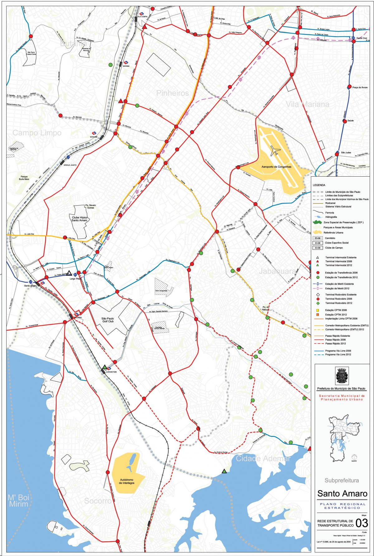 מפה של סנטו אמארו סאו פאולו - תחבורה ציבורית