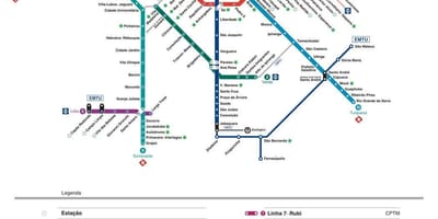 מפה של סאו פאולו CPTM תחבורה