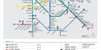 מפה של התחבורה סאו פאולו - EMTU/SP - הרכבת התחתית - CPTM