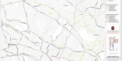 מפה של Aricanduva-Vila פורמוזה סאו פאולו - כבישים