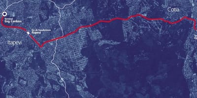 מפה של corredor BRT metropolitano Itapevi-Cotia