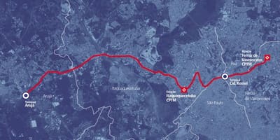 מפה של corredor BRT metropolitano Perimetral אלטו Tietê