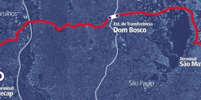 מפה של corredor BRT metropolitano Perimetral Leste