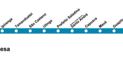 מפה של CPTM סאו פאולו - קו 10 - טורקיז
