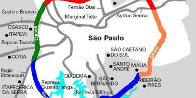 מפה של Mário Covas כביש - SP 21